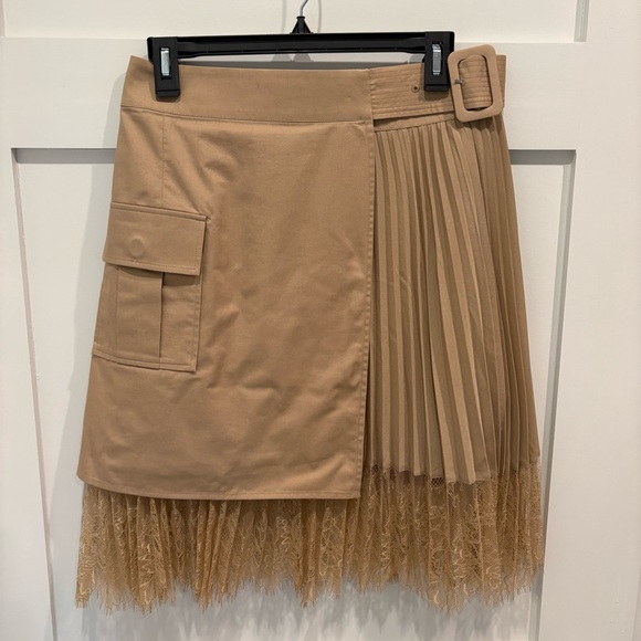 Self-Portrait Dresses & Skirts - Self-Portrait Asymmetrical Pleated Lace-Trim Wrap Skirt